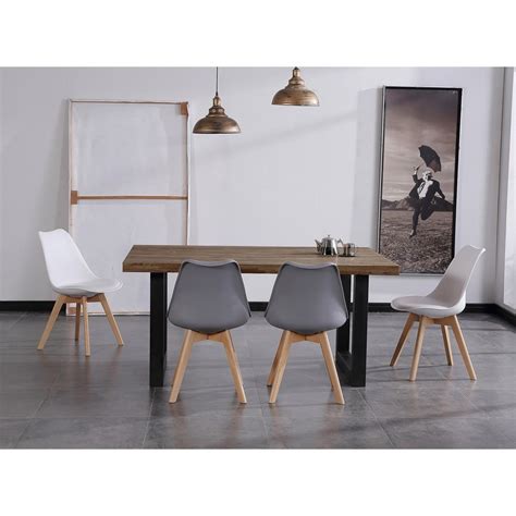 Mesa Comedor De Roble Y Metal En Natural Oscuro Y Negro X X