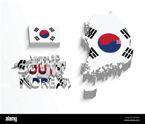 South Korea 3D Republic Of South Korea Flag And Map