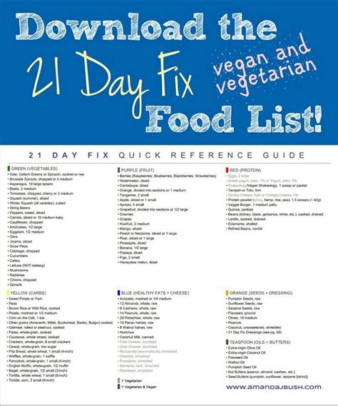 21 Day Fix Food List 21 Day Fix Vegan 21 Day Fix 21 Day Fix Vegetarian