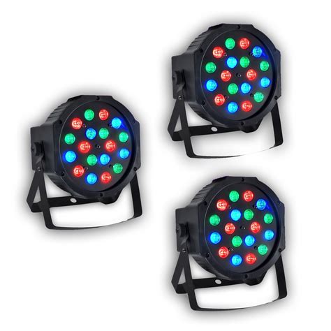 Jeux de lumière 3 Projecteurs DJ Light PAR à LED 18x1W RGB Pur Light