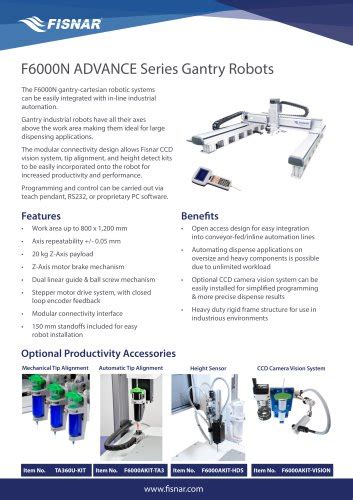 F Advance Series Axis Robot Fisnar Inc Pdf Catalogs