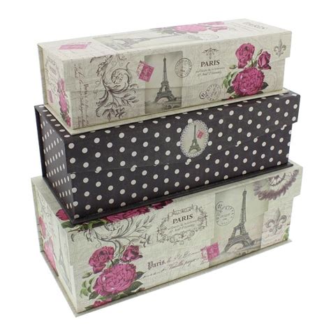 Pretty Decorative Storage Boxes Set Of 3 Paris Romance Storage Boxes