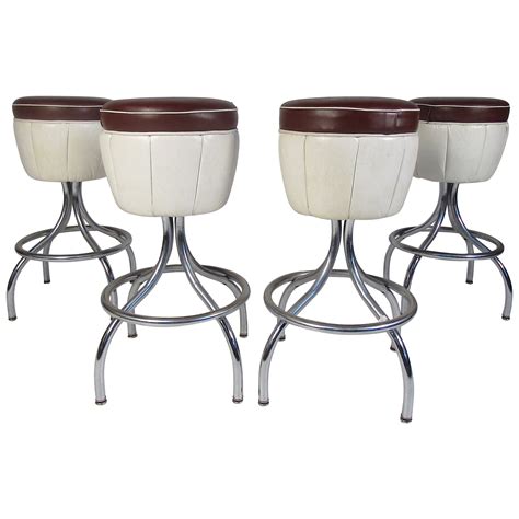 Pair Of Mid Century Solid Brass Bar Stools At Stdibs