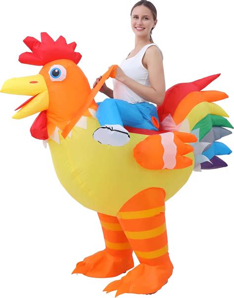 Inflatable Chicken Costume Adult Funny Rooster Costume Riding Chicken