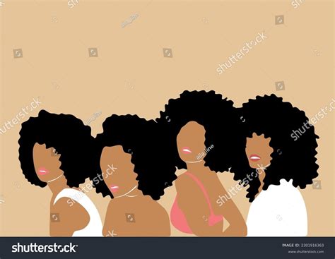 Group African American Pretty Girls Female Stock Vector Royalty Free