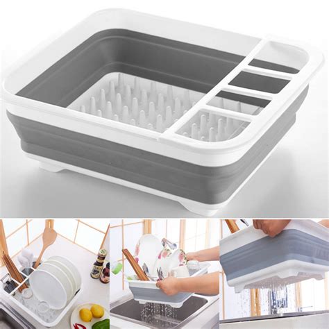 Kitchen Collapsible Folding Caravan Dish Drainer Camping Drying Rack