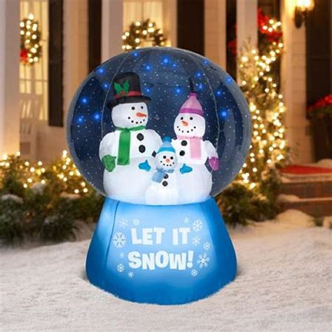 CHRISTMAS INFLATABLE 5 1 2 FT TALL LET IT SNOW SNOW GLOBE W SNOWMAN