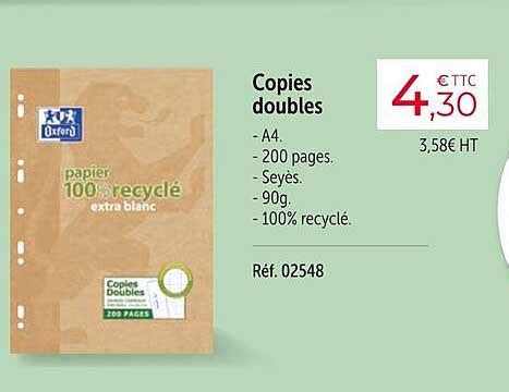 Offre Copies Doubles Oxford Chez Office Depot