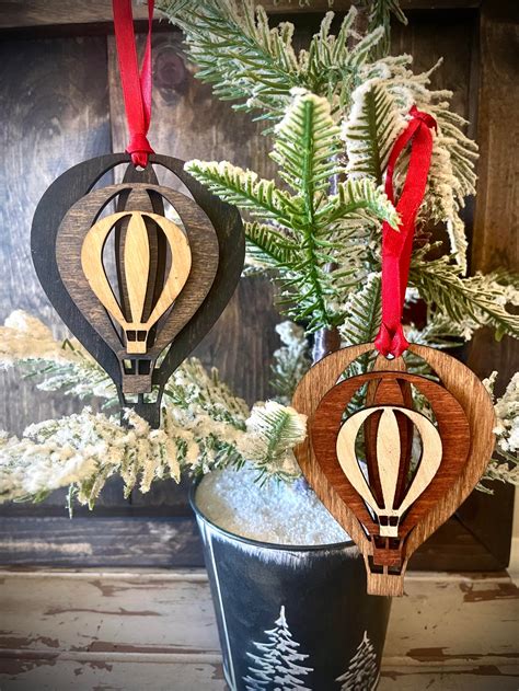 Stacked Hot Air Balloon Laser Cut Wood Ornament Hot Air Etsy