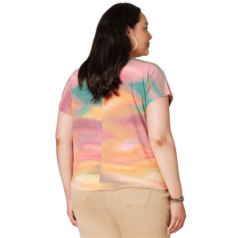 Plus Size Democracy Short Sleeve Ombre Twist Front Blouse Boscovs