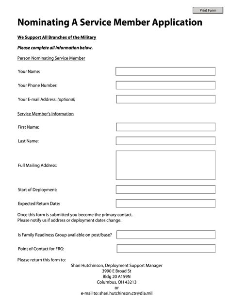 Fillable Online Nominating A Service Member Bapplicationb Fax Email