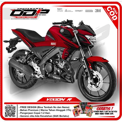 Jual Decal Sticker Yamaha Vixion R Full Body Dekal Stiker Dead Poll Striping Motor Motif Logo