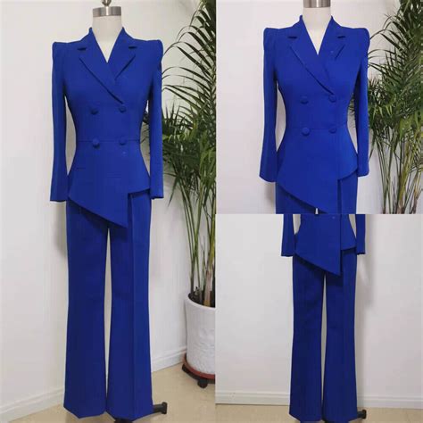 Royal Blue Women Suits 2 Pcs Wedding Party Slim Fit Business Casual Wear Outfits Ebay