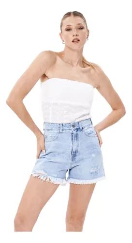 Short De Jean Rigido Con Roturas Dama