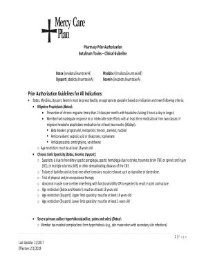 Fillable Online Botulinum Toxins Clinical Guideline Fax Email Print