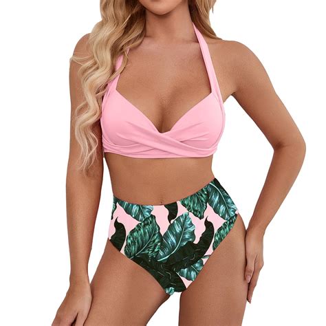 IDALL Bikini Sets Bathing Suit Lady High Waist Halter Neck Bikini High