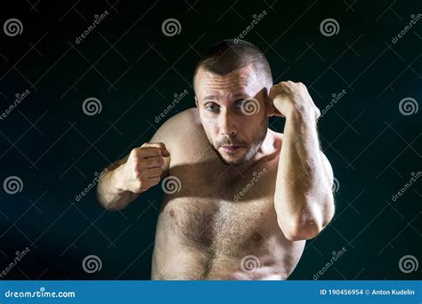A Man In A Fighting Stance With A Naked Torso Box Stock Photo Image Of Strong Fight