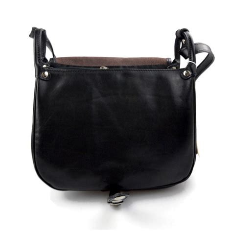 Borsa Donna Pelle Tracolla A Spalla Nero Vera Pelle Made In Italy