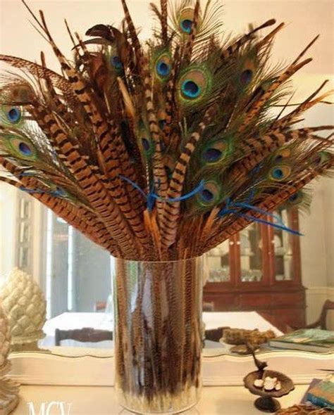 Pheasant Feather Centerpiece Feather Decor Peacock Decor Vases Decor