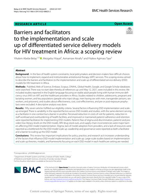 Pdf Barriers And Facilitators To The Implementation And Scale Up Of