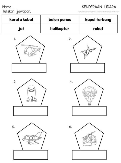 Lembaran Kerja Prasekolah Tema Kenderaan Di Air Kenderaan Di Air Dan