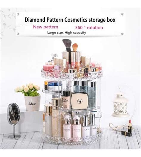 360 Degree Rotation Transparent Acrylic Cosmetics Storage Organizer