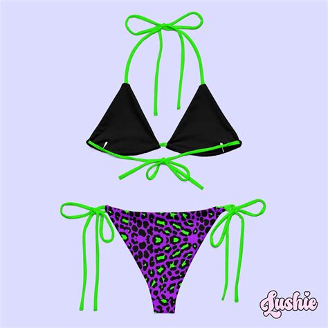 Acid Leopard String Bikini Y2K Swimwear Trendy Bikini Set Summer Fashion Etsy