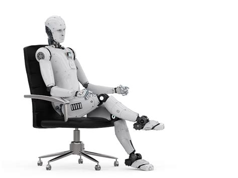 Premium Photo 3d Rendering Humanoid Robot Sit On Office Chair