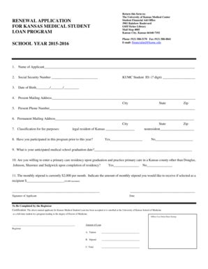 Fillable Online Kumc FOR KANSAS MEDICAL STUDENT Kumc Fax Email Print