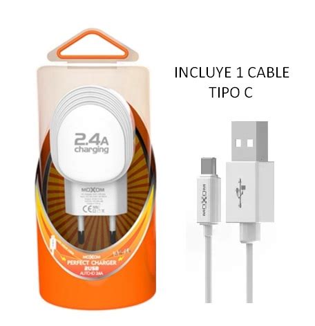 Ripley CARGADOR CELULAR DOBLE USB INCLUYE CABLE TIPO C