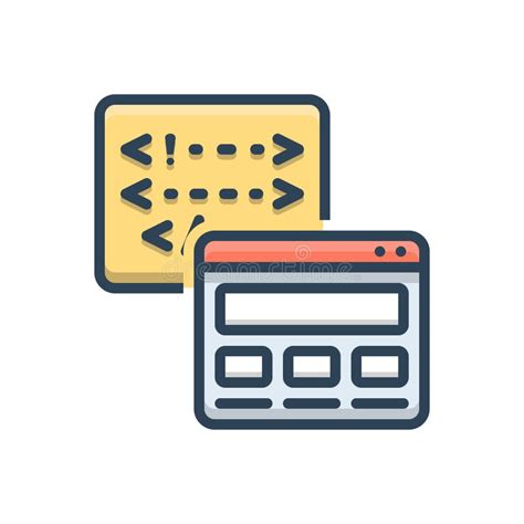 Color Illustration Icon For Code Development And Backend Stock