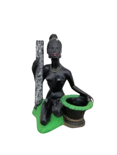 Vintage Black Nude Lady Statue Figurine Planter Retro George Barsony Style Decorative Home Decor