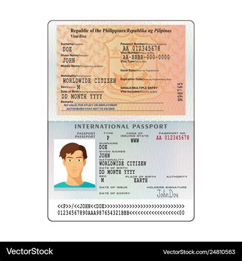 Open philippines international passport visa Vector Image