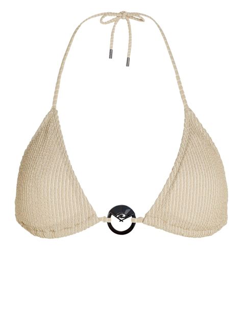 Karl Lagerfeld Fan Charm Triangle Bikini Top Neutrals FARFETCH UK
