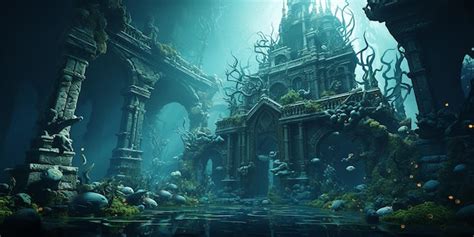 Premium AI Image | Mysteries of Atlantis Ancient Aquatic Ruins on the ...