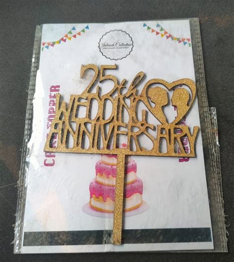 Golden One Piece Per Packet Acrylic 25th Wedding Anniversary Cake