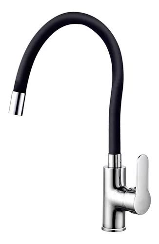 Canilla Monocomando Griferia Cocina Cuello Flexible Mesada Color Negro