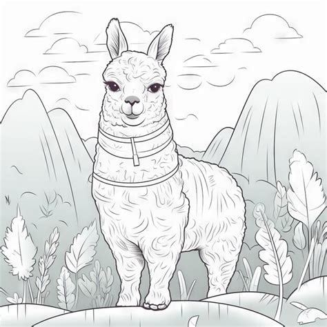 Dibujo Para Colorear Para Ni Os Alpaca Estilo Dibujos Animados L Neas