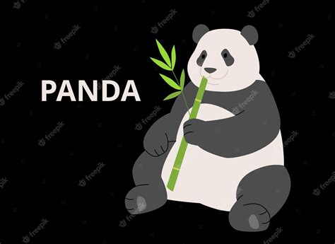 Premium Vector Panda Sitting And Eating Bamboo Simple Hand Drawn