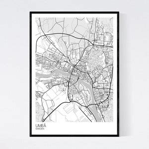 Umeå, Sweden Map Art Print Many Styles 350gsm Art Quality Paper Fast Delivery Scandi // Vintage ...