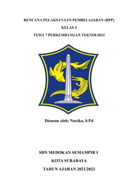 RPP T 7 ST 1 PB 1 Lesson Plan Tematik RENCANA PELAKSANAAN