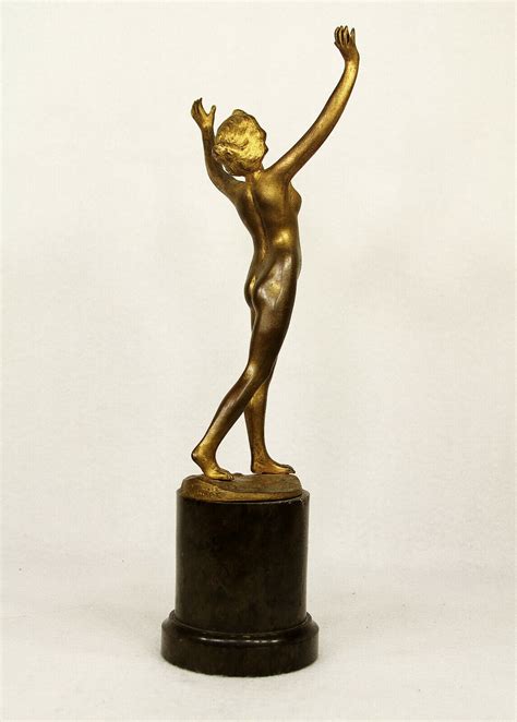 Art Nouveau French Dore Bronze Nude Girl Reni Palmier Ebay