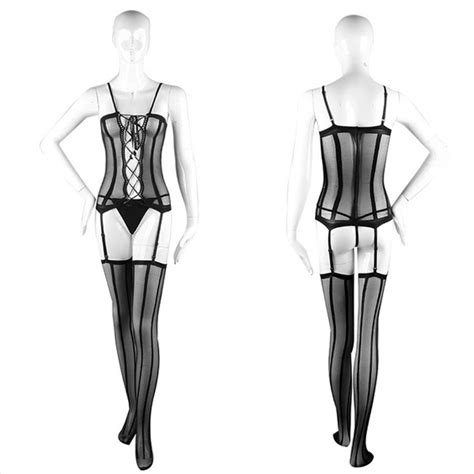 Jual U2care 7519 Sexy Lingerie Women S Transparent Sexy Bodystocking Open File One Piece Socks