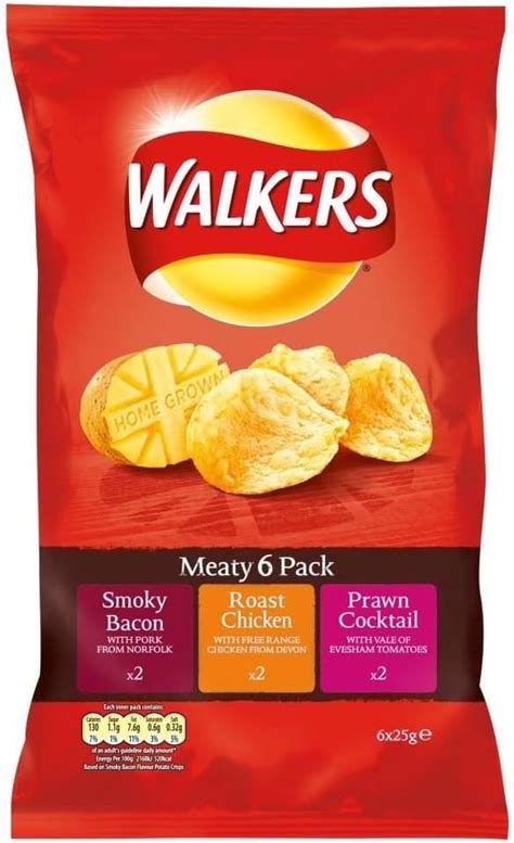 Walkers Crisps Meaty Variety 6x25g Pack Of 2 Amazon Co Uk Grocery