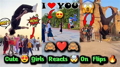 Cute 🥰 Girls Reacts 🤯 On Flips 🔥 Flips In Public 🔥🤯 Flip