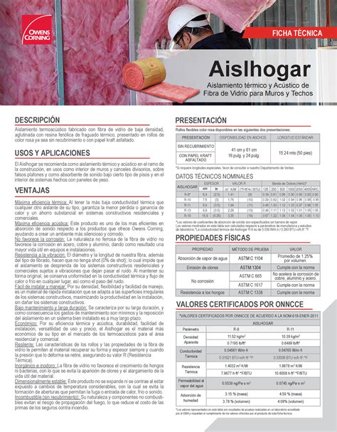 Ficha Aislhogar AC XDASD ASDOPK ÑLSAKDA Aislamiento termoac stico