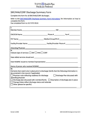 Snf Discharge Summary Template Fill Online Printable Fillable