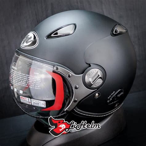 Jual Helm Kyt Elsico Black Doff Retro Half Face Helmet Sni Single