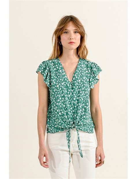 Printed Blouse Tied At Front Molly Bracken E Shop