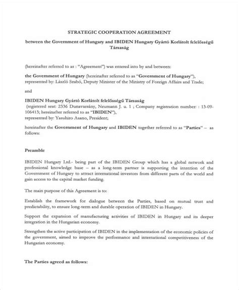 Cooperation Agreement Template